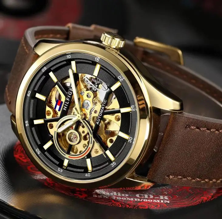 Tommy Hilfiger Automatic Brown Leather Men's Watch