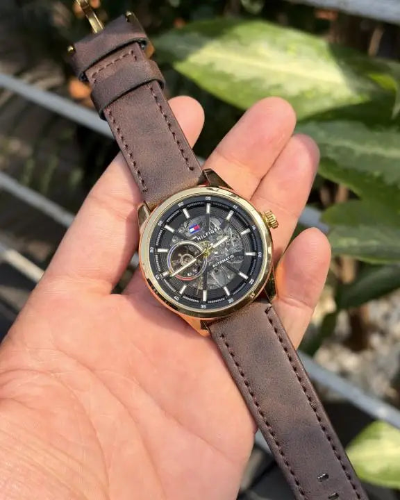 Tommy Hilfiger Automatic Brown Leather Men's Watch
