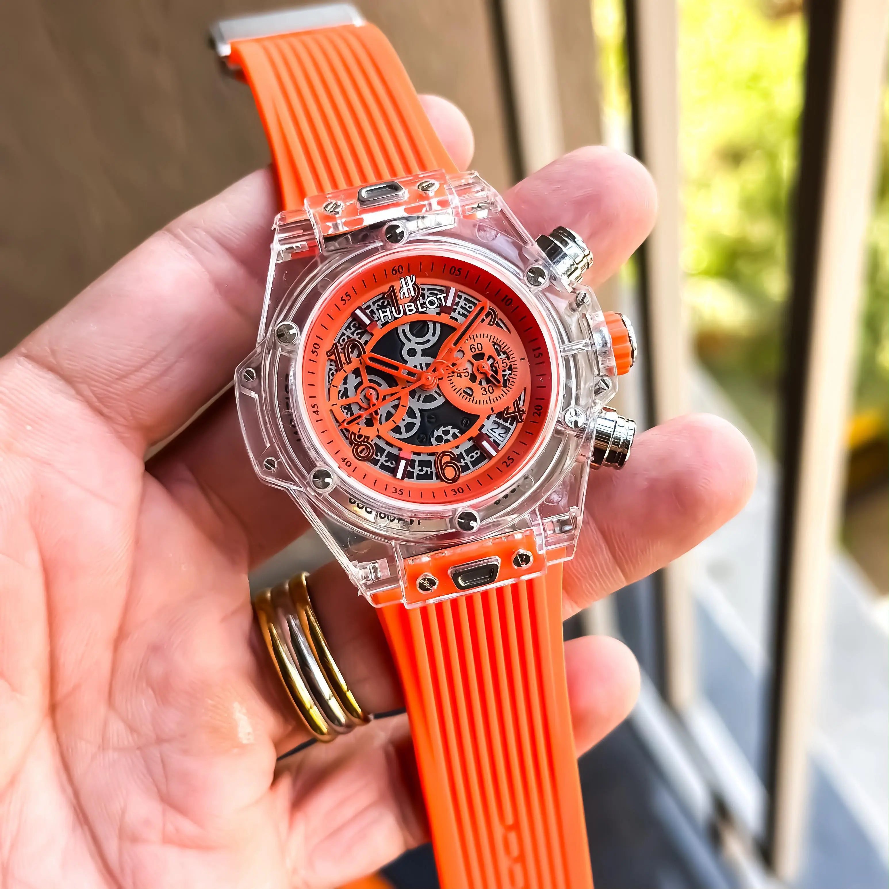 Hublot Big Ban Orange Silicone Belt Men's Watch