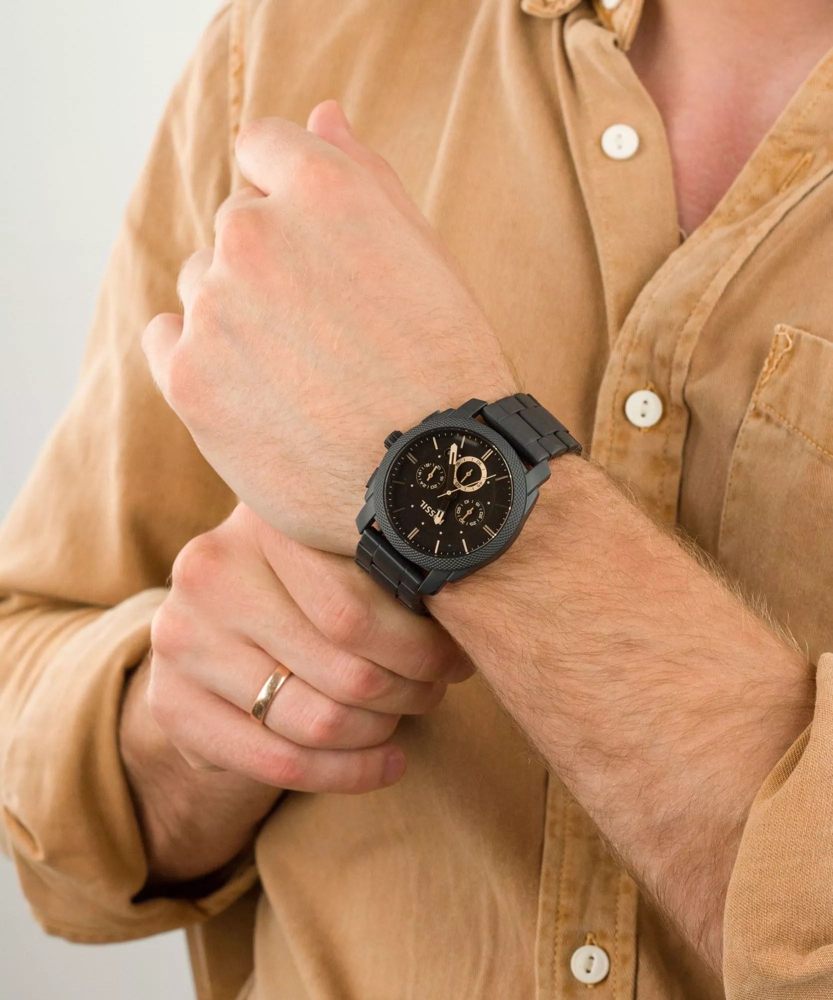 Fossil Black Metal Belt Watch For Men