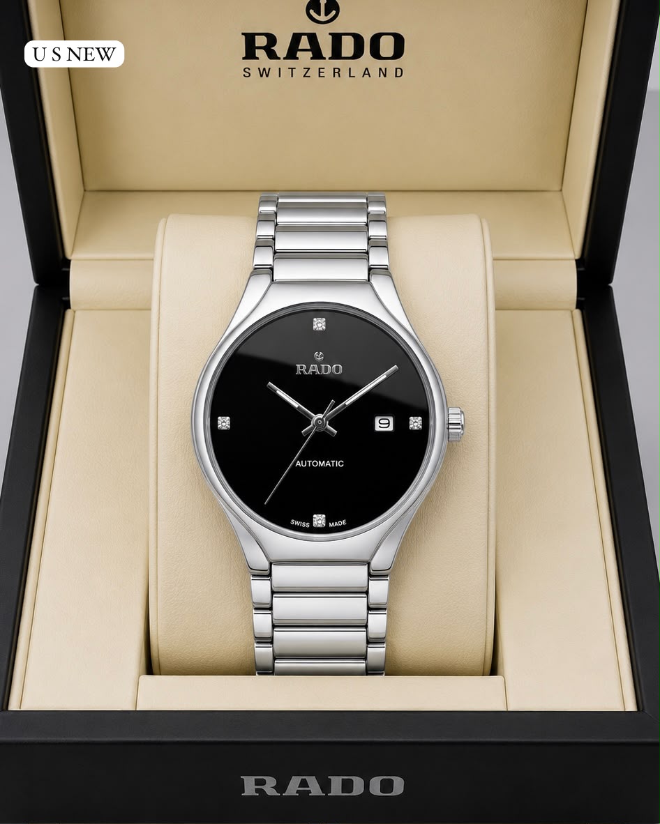 Round Luxury Premium Rado Balck & Silver Jubile Watch