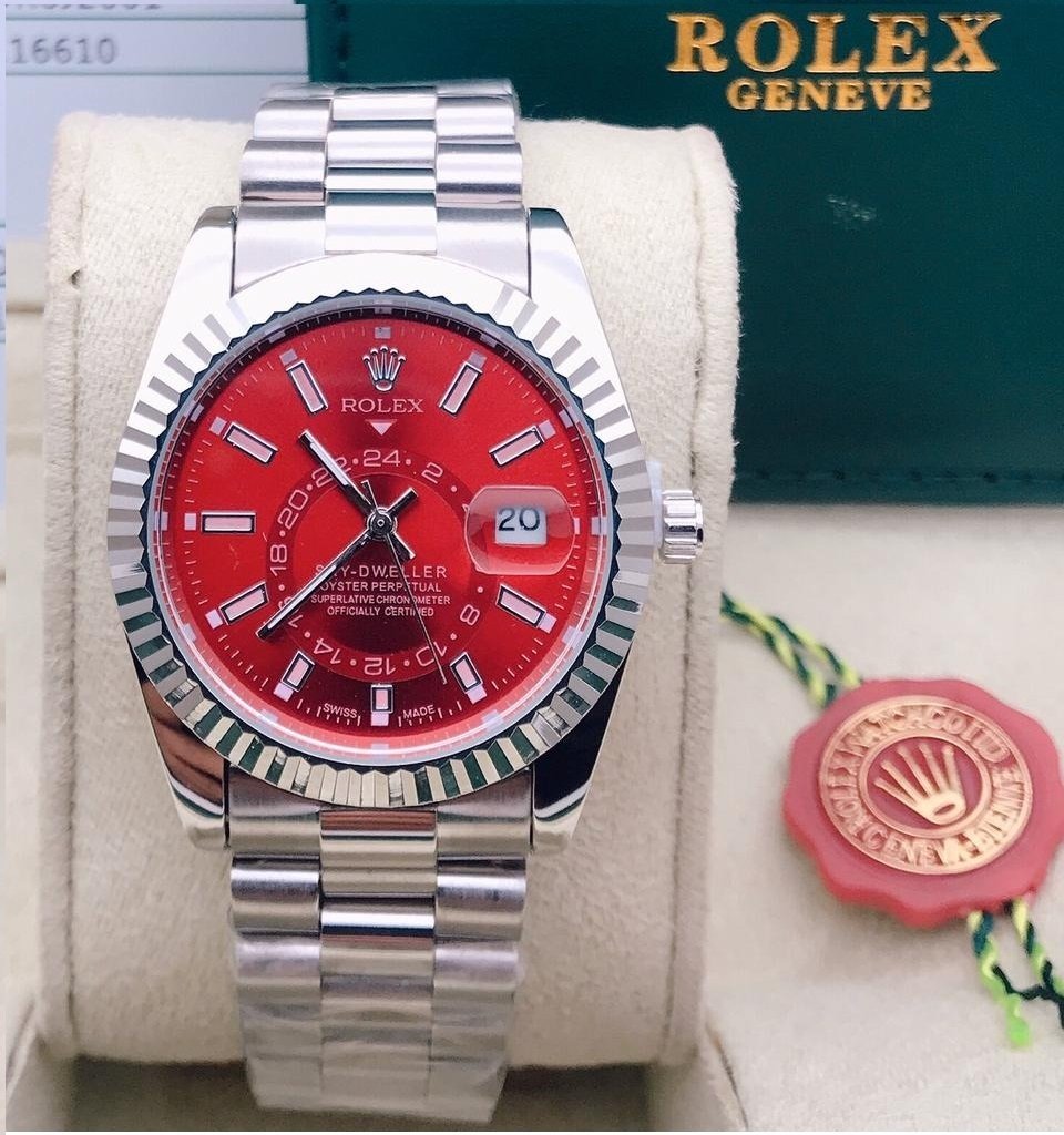 Captive Rolex Red Dial Metal Belt Analog Quartz Movement For Men's watch