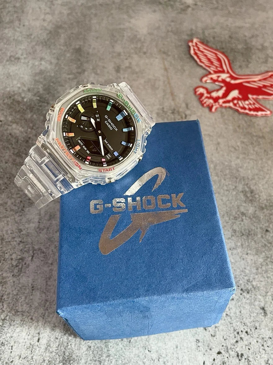 Casio G - Shock GA 2100 Transparent Rainbow Digital & Analog Watch