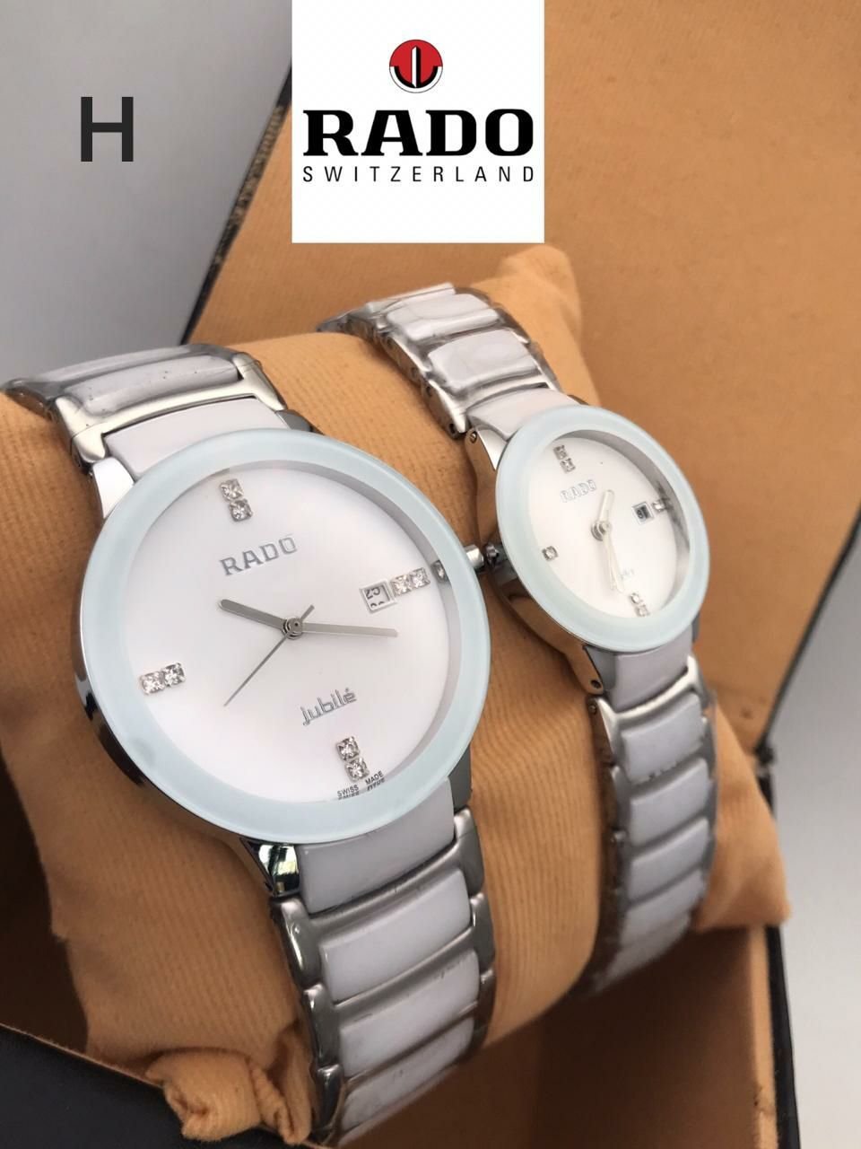 Round Luxury Premium Rado Couple Watches In Classic White