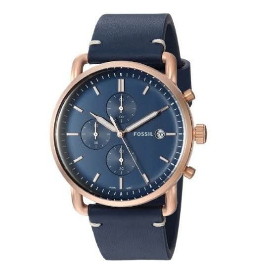 Fossil Commuter Chronograph Blue Dial Genuine Leather Strap Men's Watch