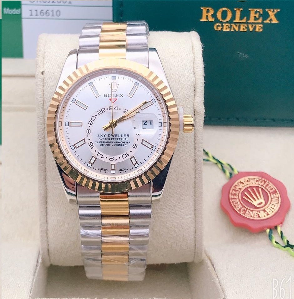 Captive Rolex White Dial Metal Belt For Men's watch