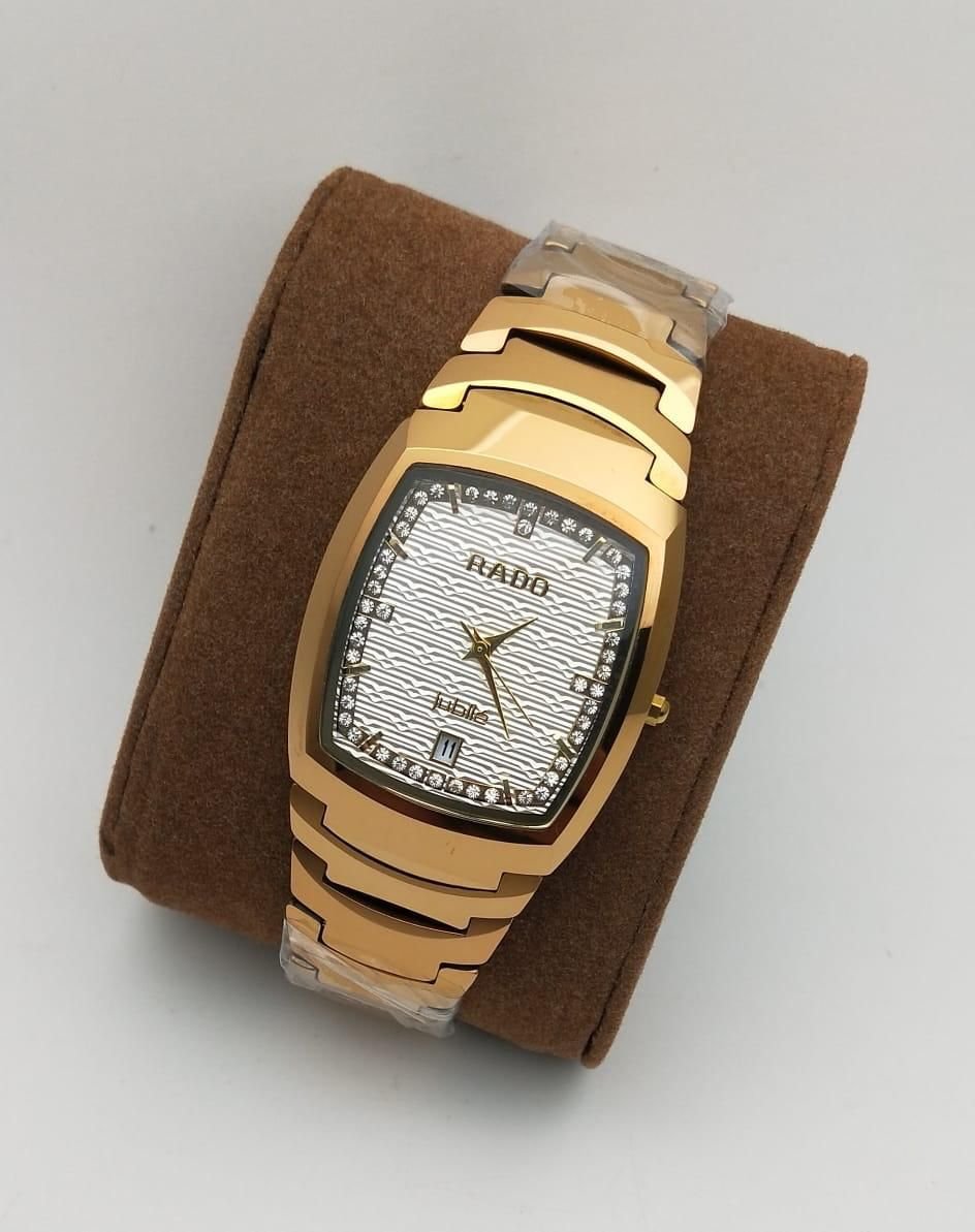 Rado Stylish Diamond Gold And White Watch For Men