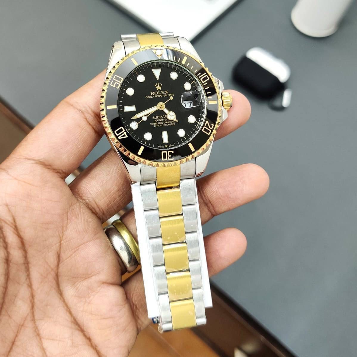 Rolex Gold & Silver Metal Strap Premium Edition Watch For Men