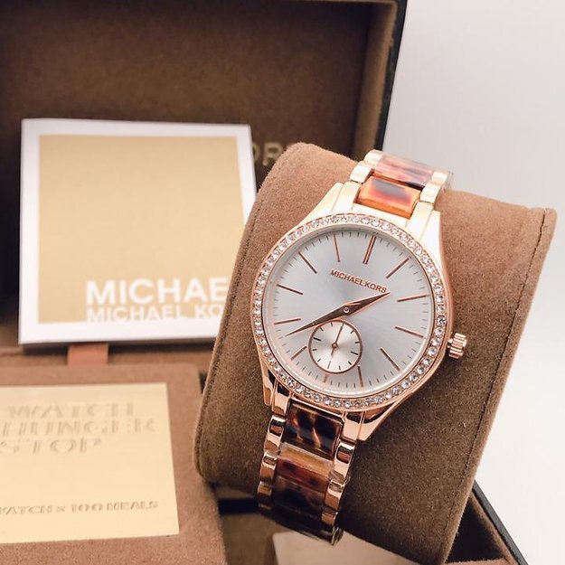 Michael Kors White Dial Analog Diamond Metal Belt Women's Watch