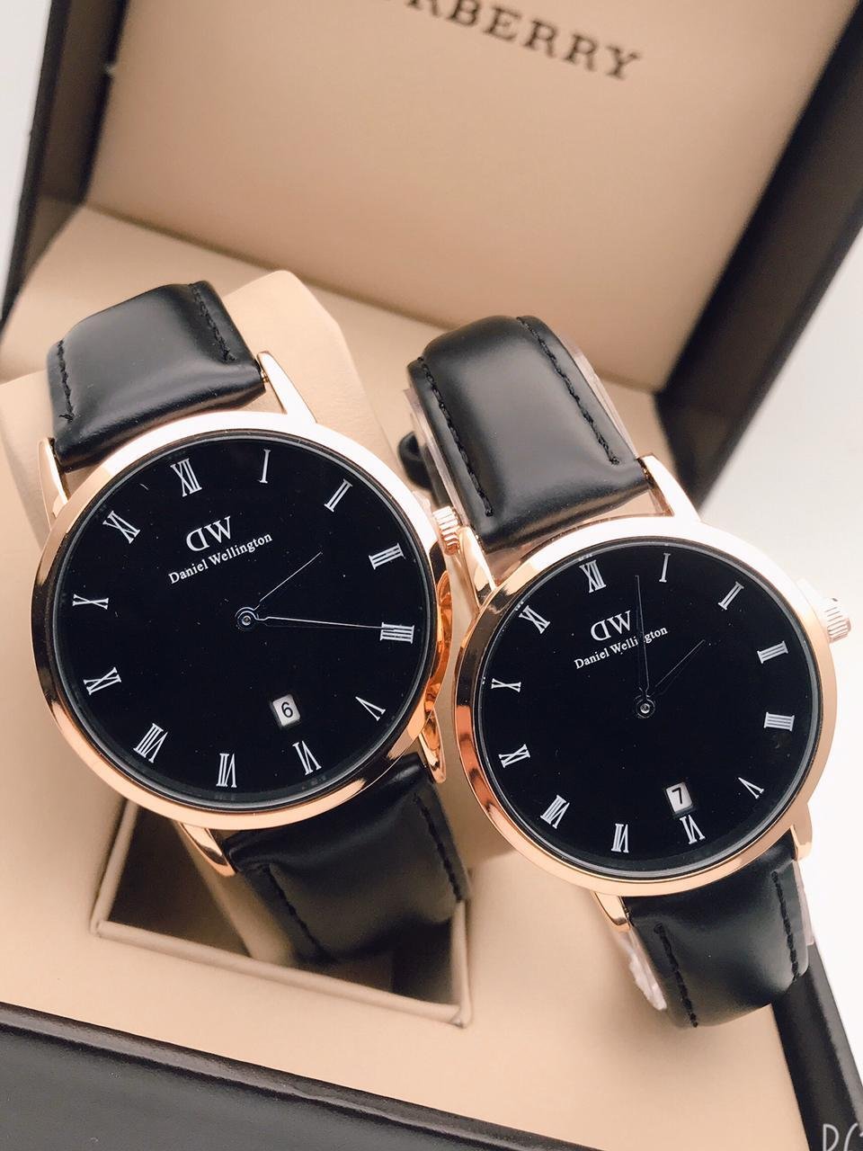 Daniel Wellington DW Black Leather Belt Couple's Premium Watch