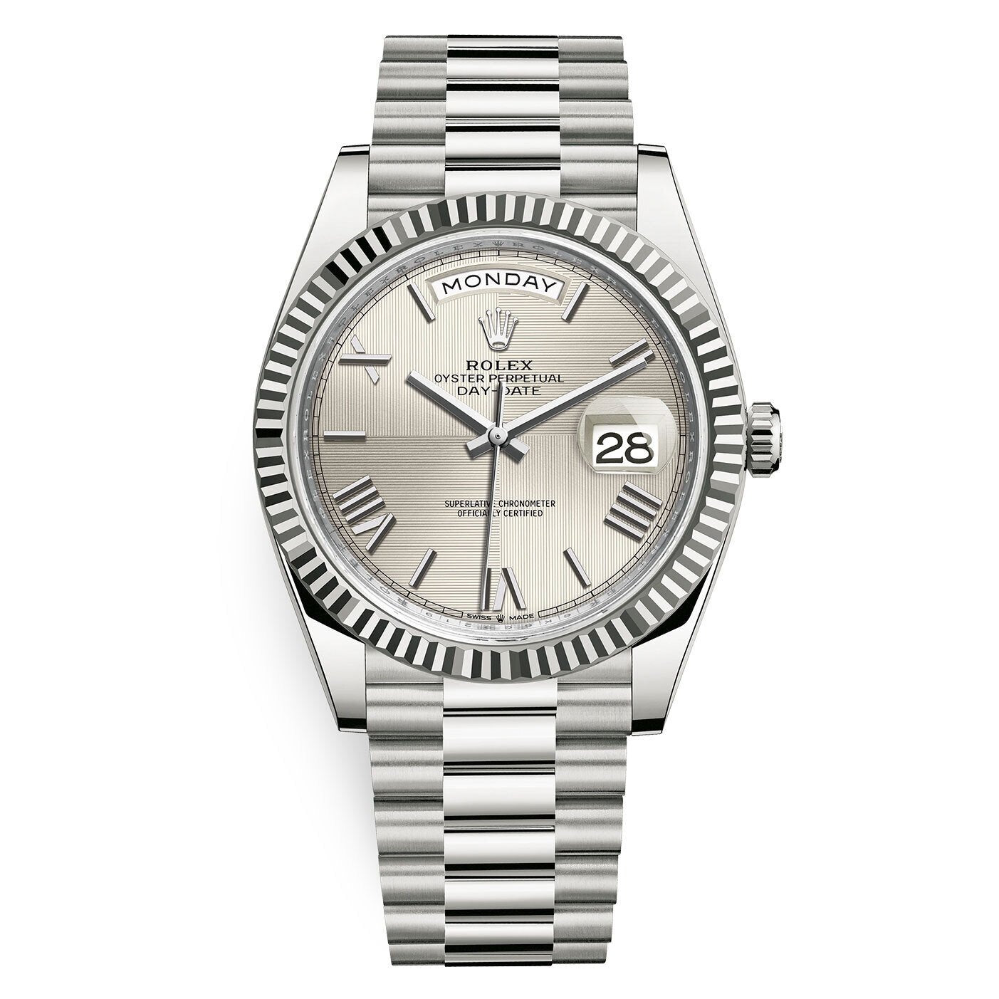 Classic Rolex Day-Date Oyster Silver Watch For Men