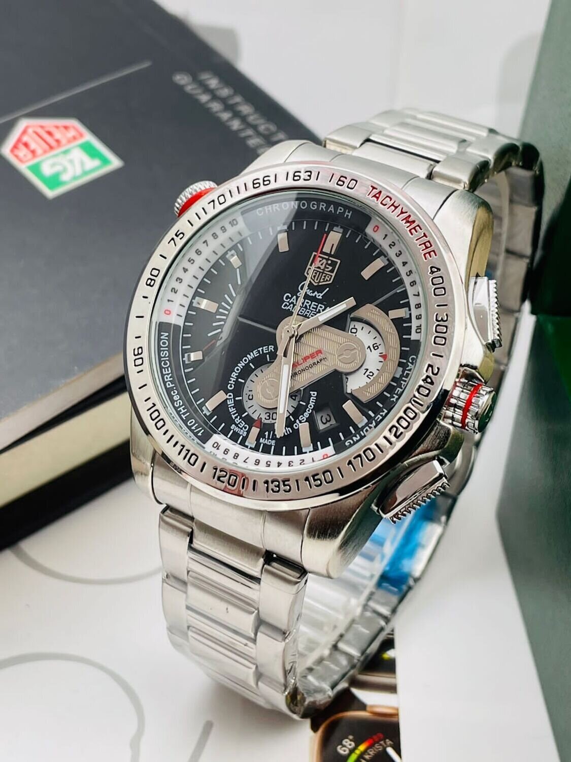 Branded Tag Heuer Chronograph Black Dial Men's Watch