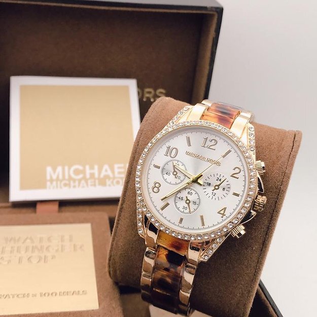 Michael Kors White Dial Chronograph Analog Diamond Dial Women's Watch