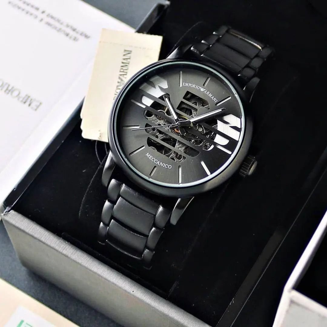 Emporio Armani Black Metal Belt Chronograph Watch For Men
