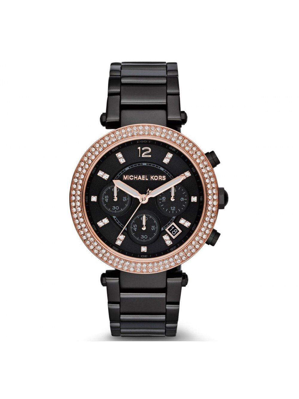 Michael Kors Diamond Chronograph Black Metal Strap Women’s Watch