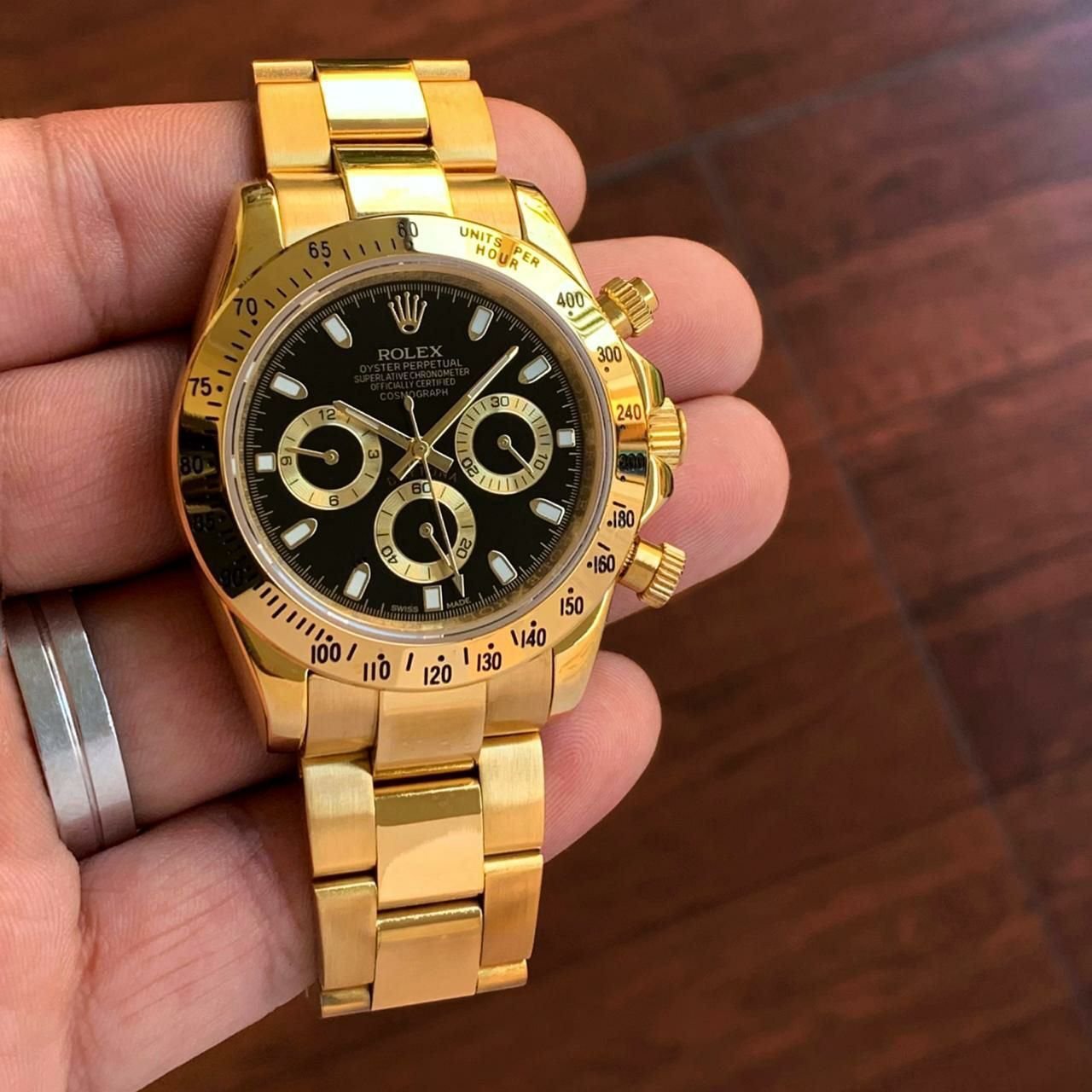 Rolex Swiss Made Cosmograph Gold Metal Strap Watch For Men