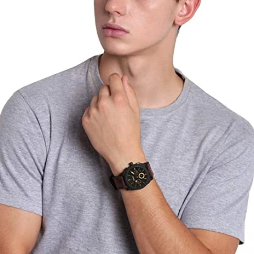 Fossil Black Dial Chronograph Leather Belt For Men's Watch