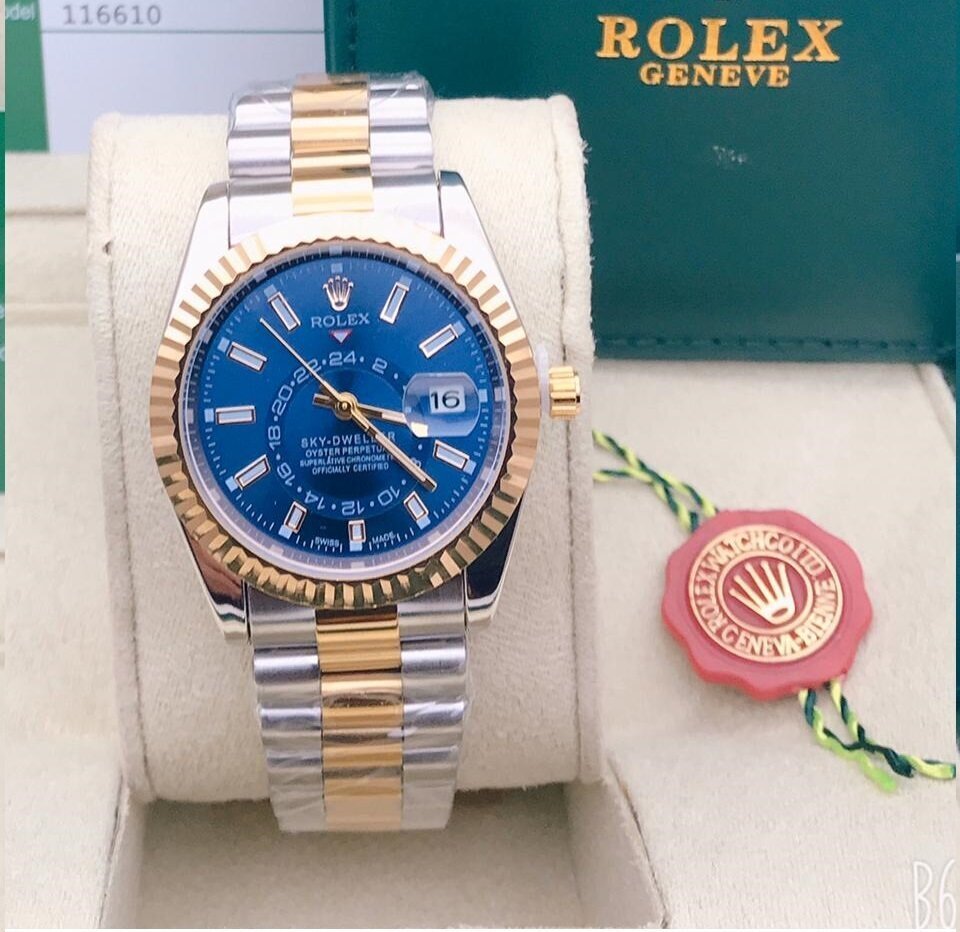 Luxury Rolex Blue Dial Metal Belt Watch For Men