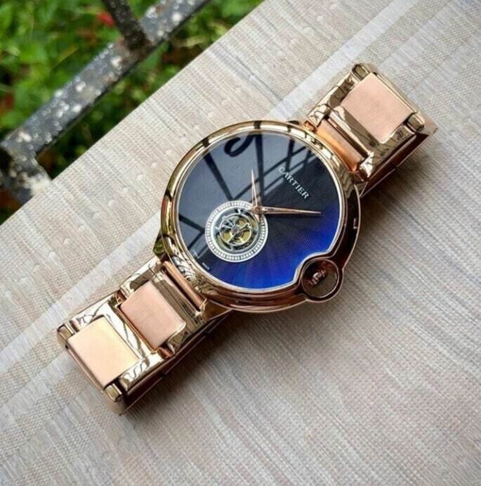Cartier Chronograph Rose Gold Metal Belt Men's Watch