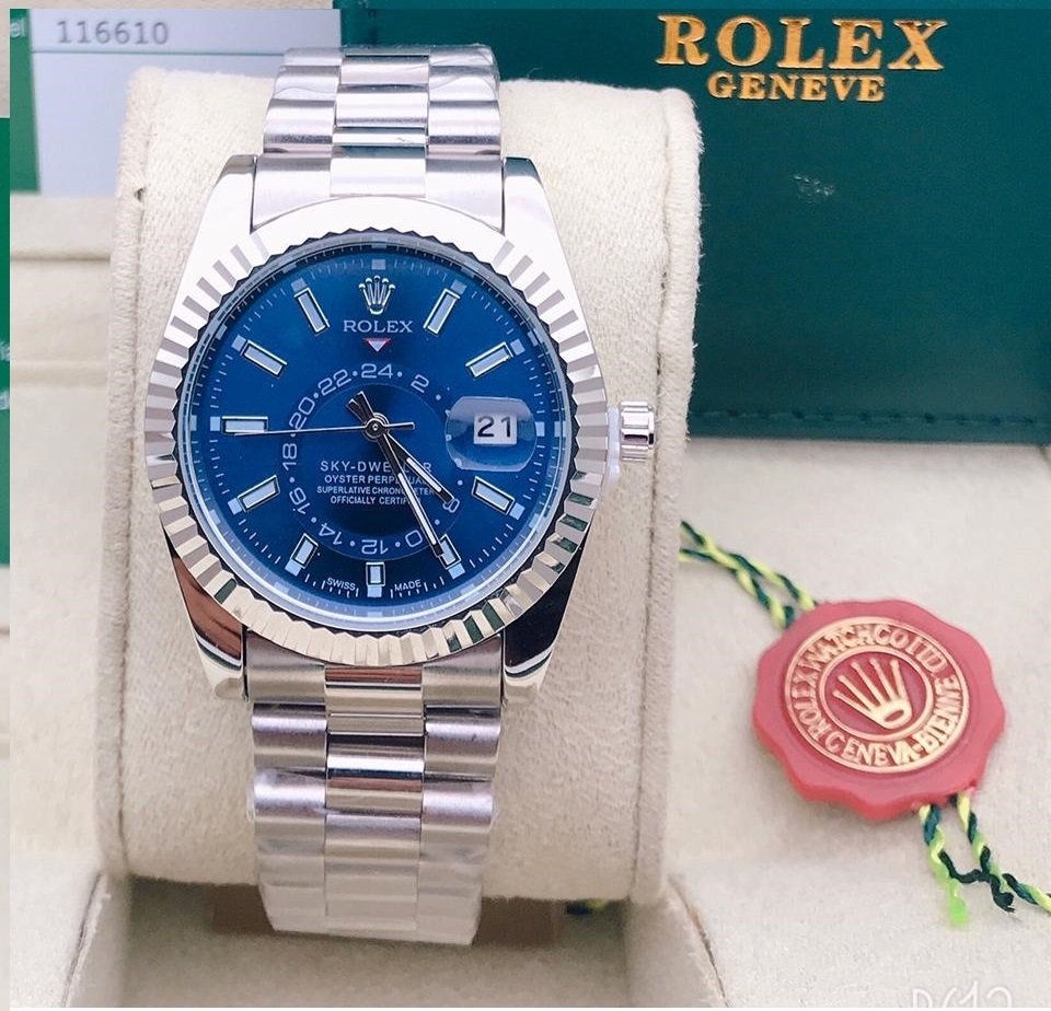 Spectacular Rolex Blue Dial Metal Belt Analog Quartz Movement For Men's watch