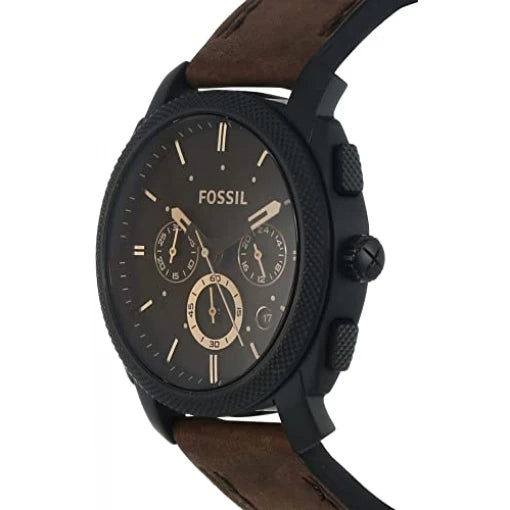 Fossil Black Dial Chronograph Leather Belt For Men's Watch