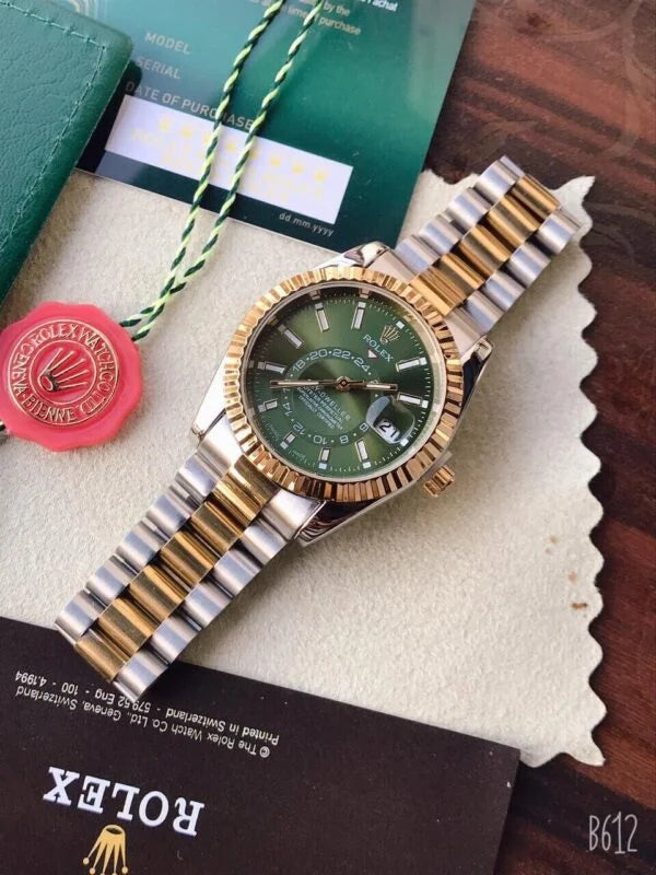 Marvellous Rolex Green Dial Metal Belt For Men
