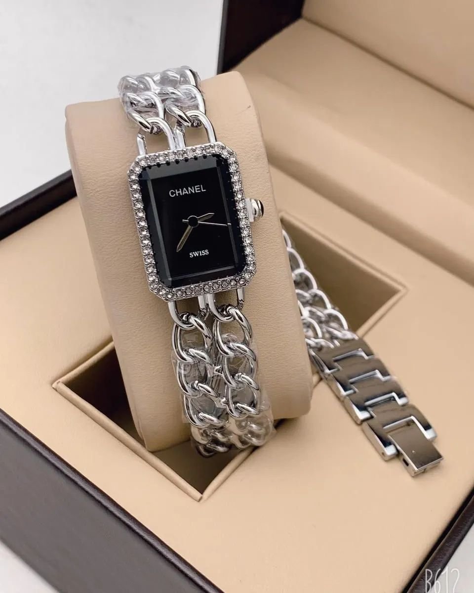 Chanel Swiss Made Silver Chain Strap Watch For Women