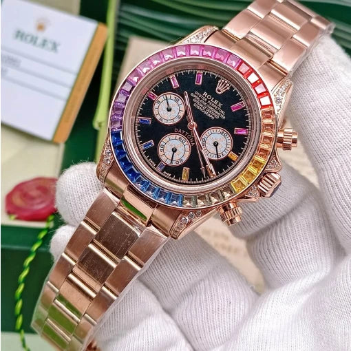 Rolex Watch Rainbow Diamond Gold Metal Mens Watch For Mens RLX-Rainbow