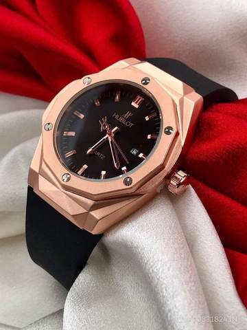 Hublot Silver Bezel Black Leather Belt Watch For Men