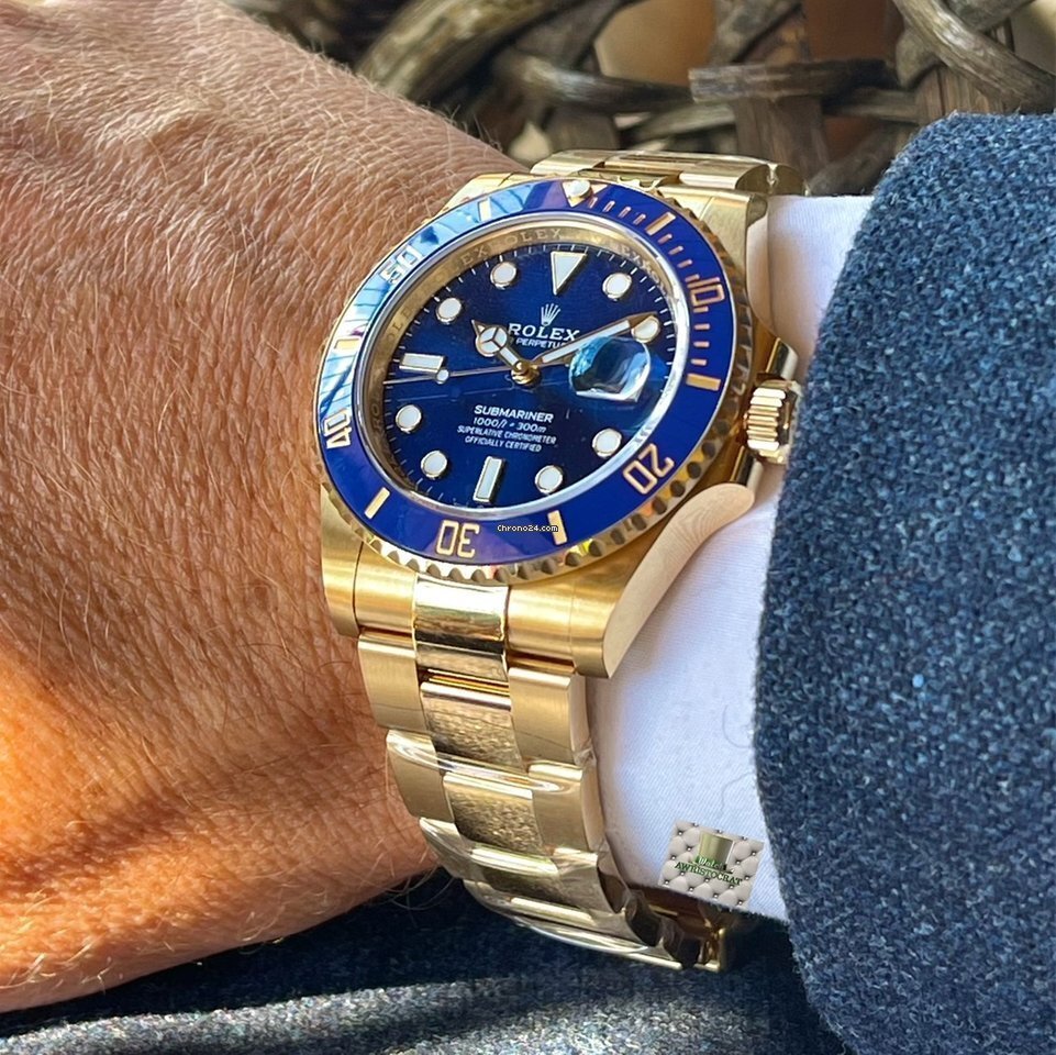 Rolex Full Metallic Automatic Luxuries Men's Watch In Blue And Gold