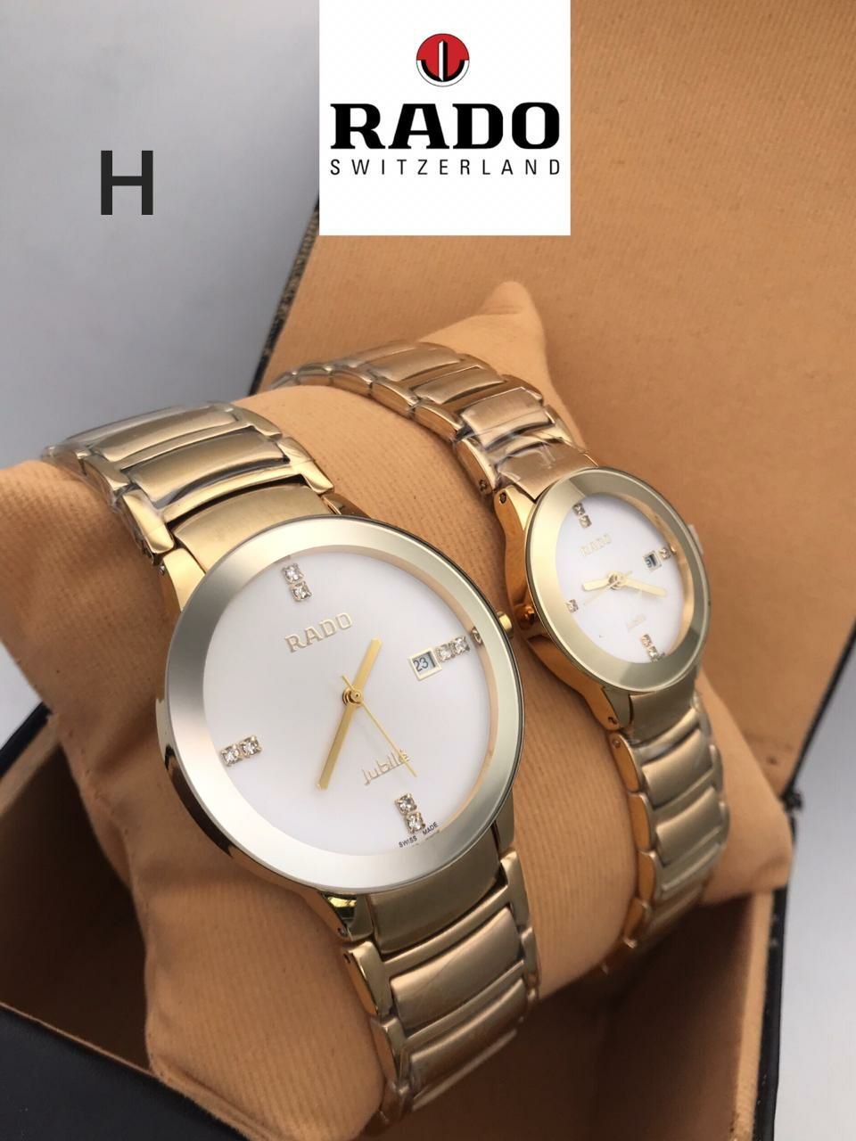 Rado Gold Plated Couple Watches With Gold Dial