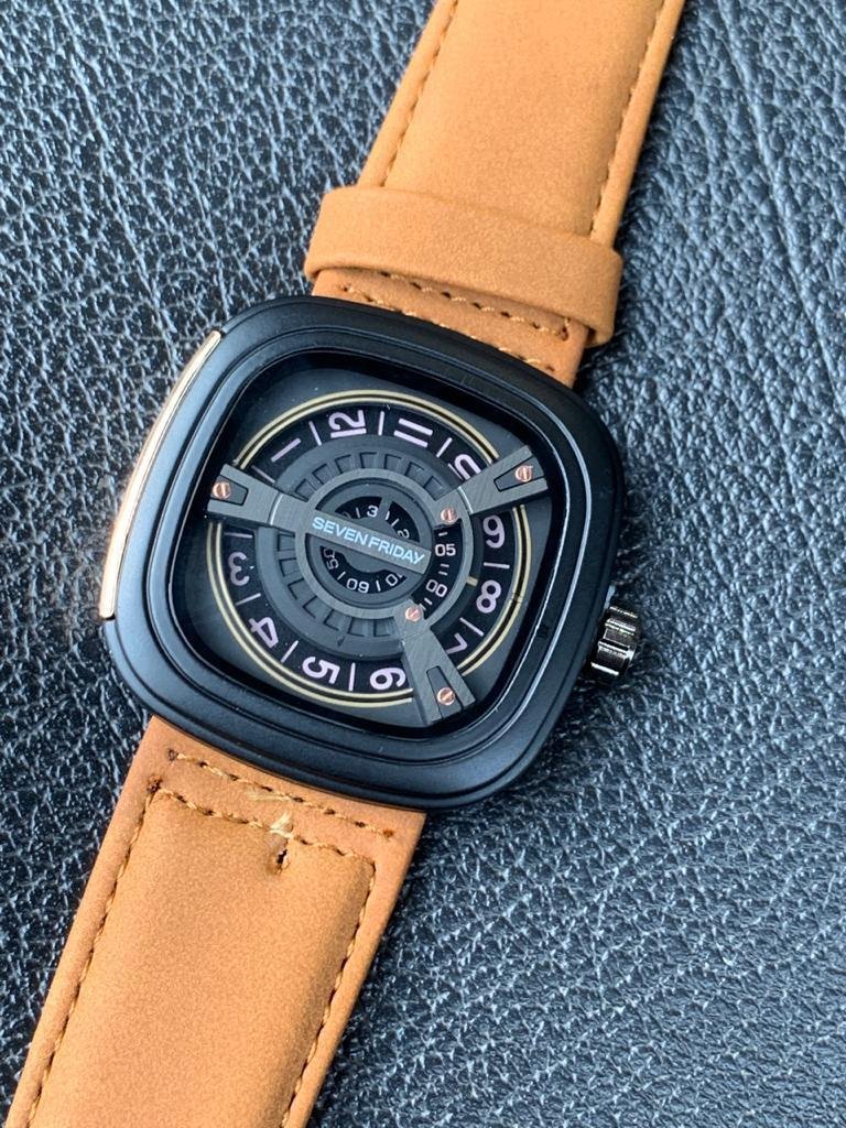 Sevenfriday Black Strap Brown Leather Classic Men's Watch