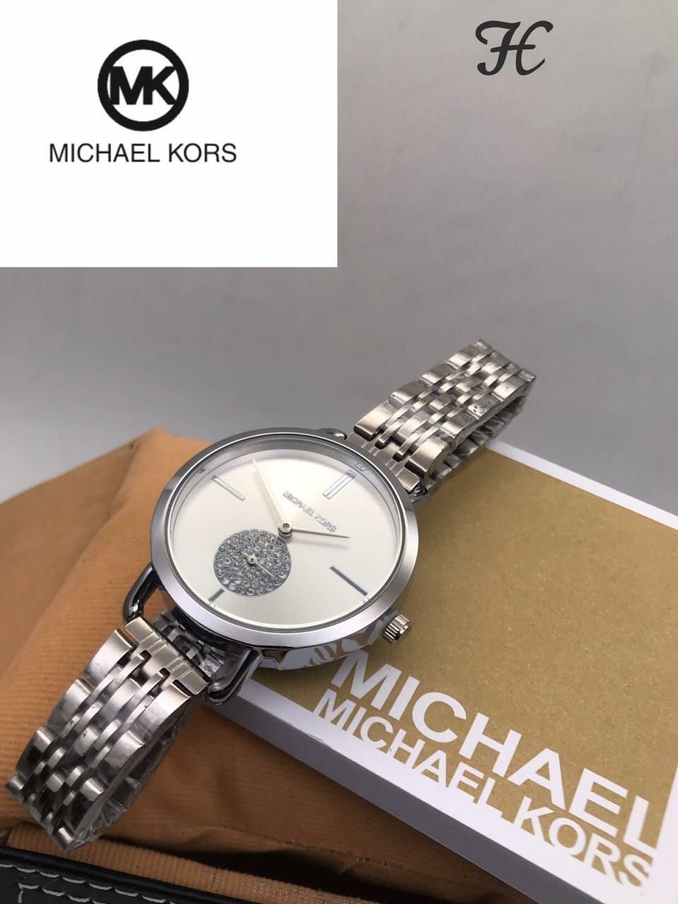 Michael Kors White Dial Diamond Watch For Women
