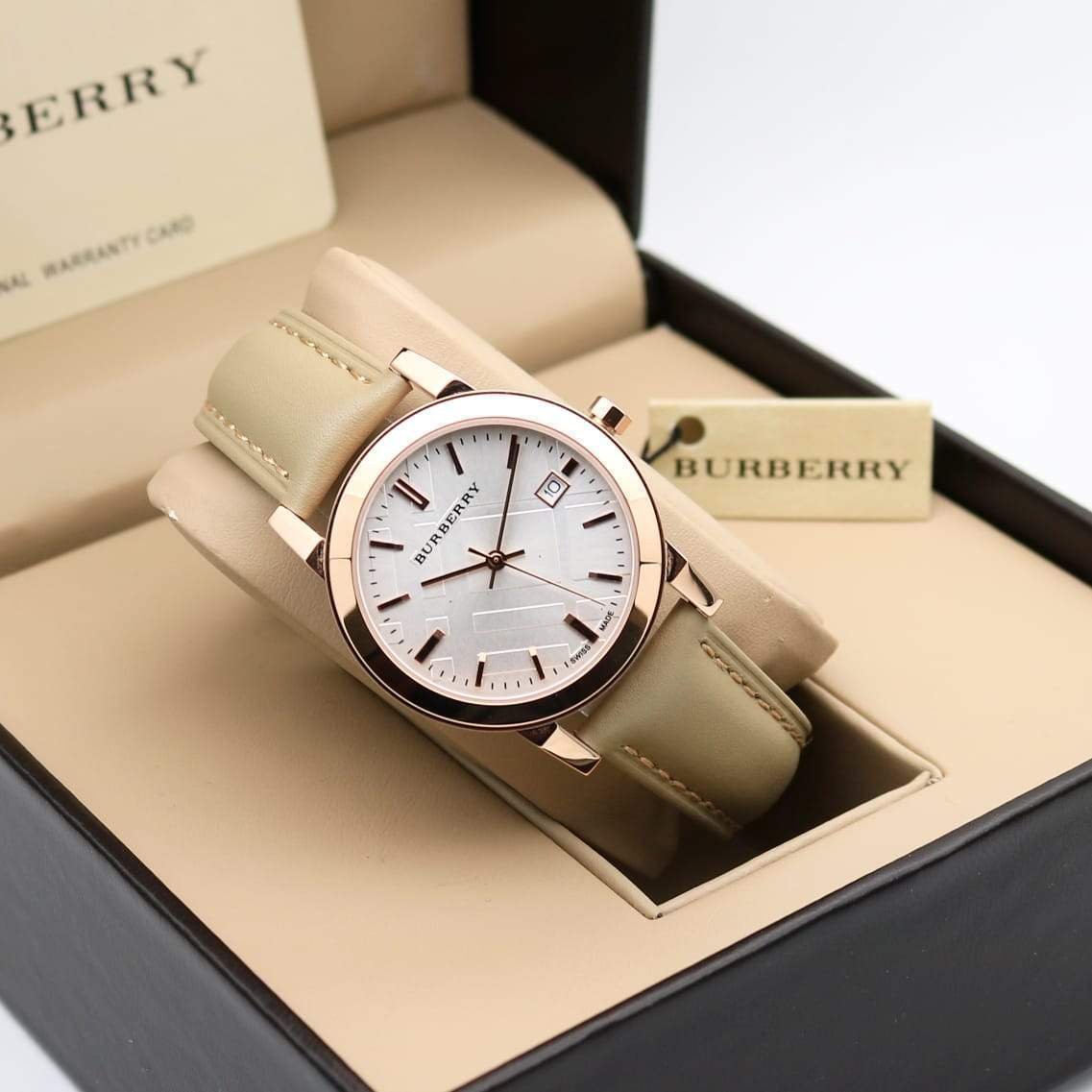 Burberry Nude White Dial Leather Strap Women’s Watch