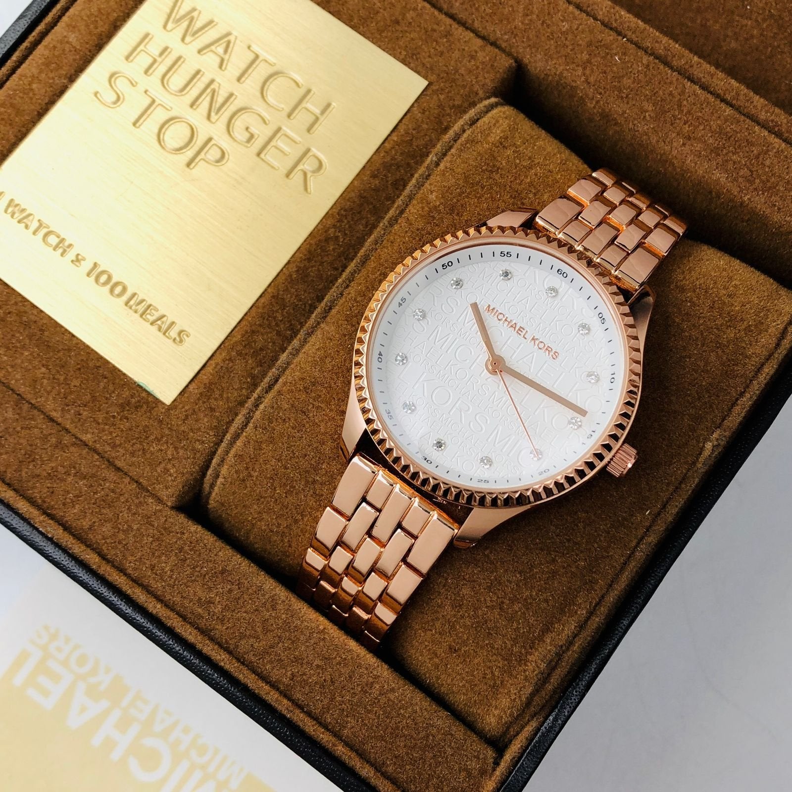 Michael Kors White Dial Rose Gold Metal Belt Women’s Watch