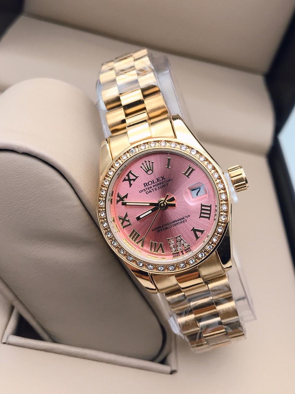 Rolex Pink Dial Diamond Stud New women’s Watch