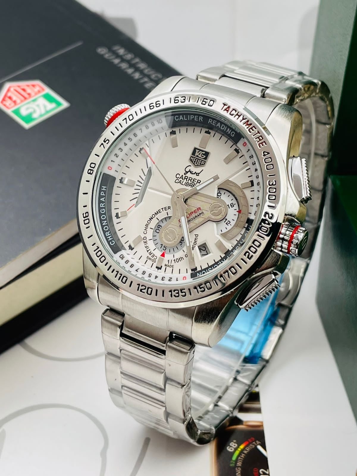 Casual Tag Heuer Chronograph Silver Dial Men's Watch