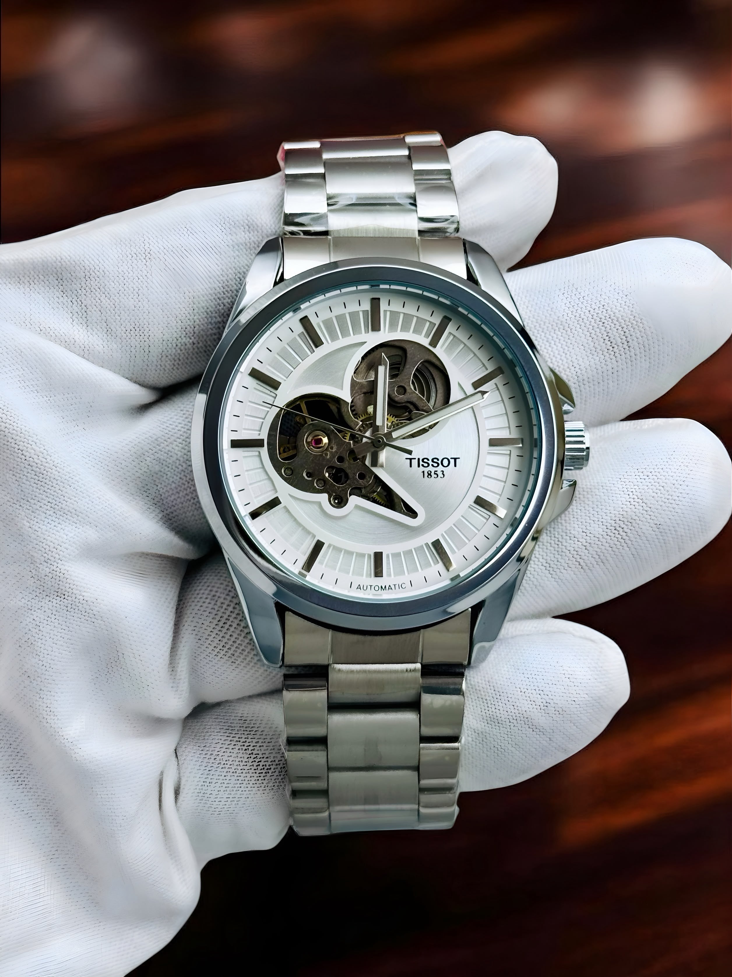 Tissot Men's Automatic White Silver Skeleton Watch