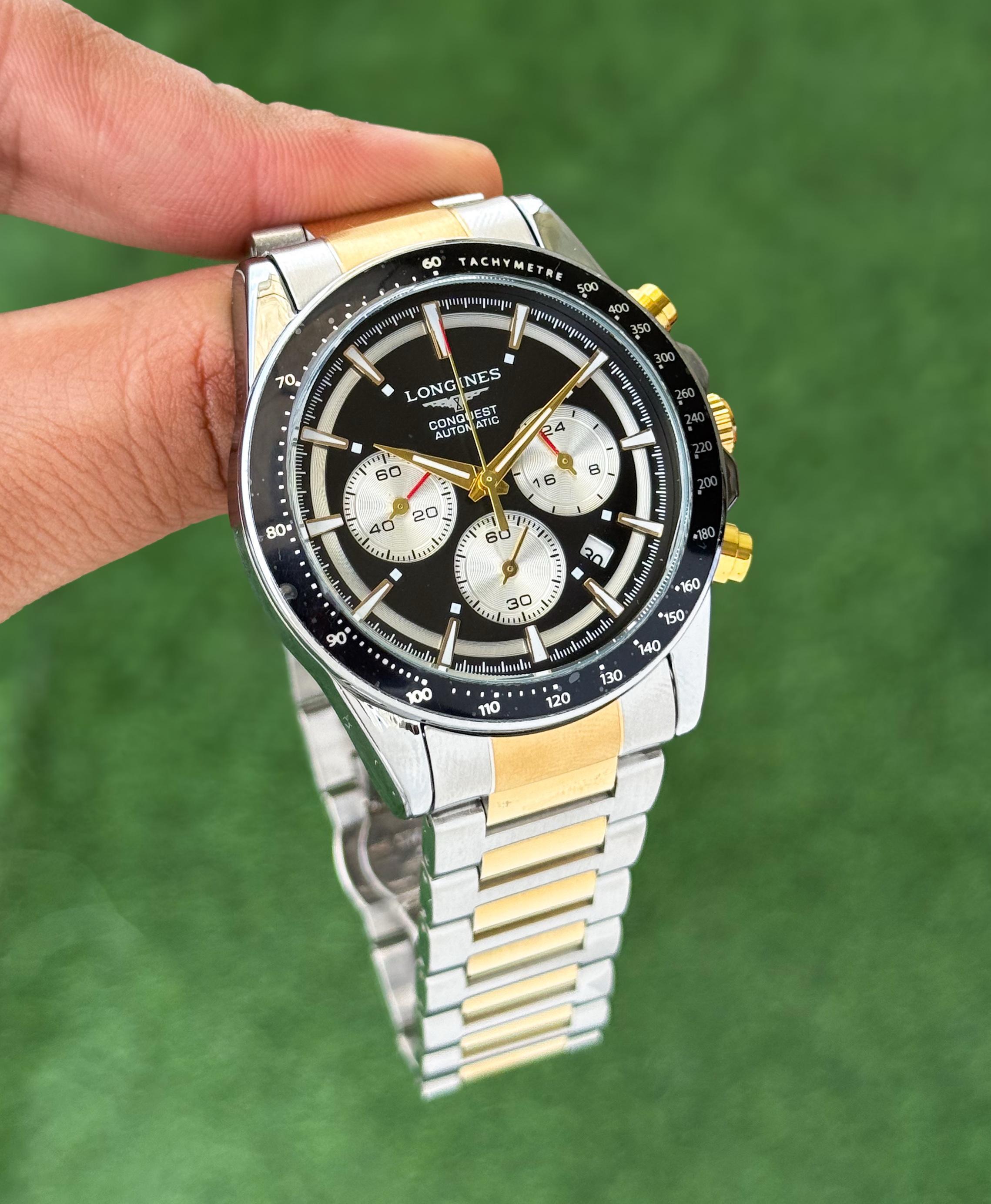 Longiness Quartz Chronograph Black Dial Men's Watch