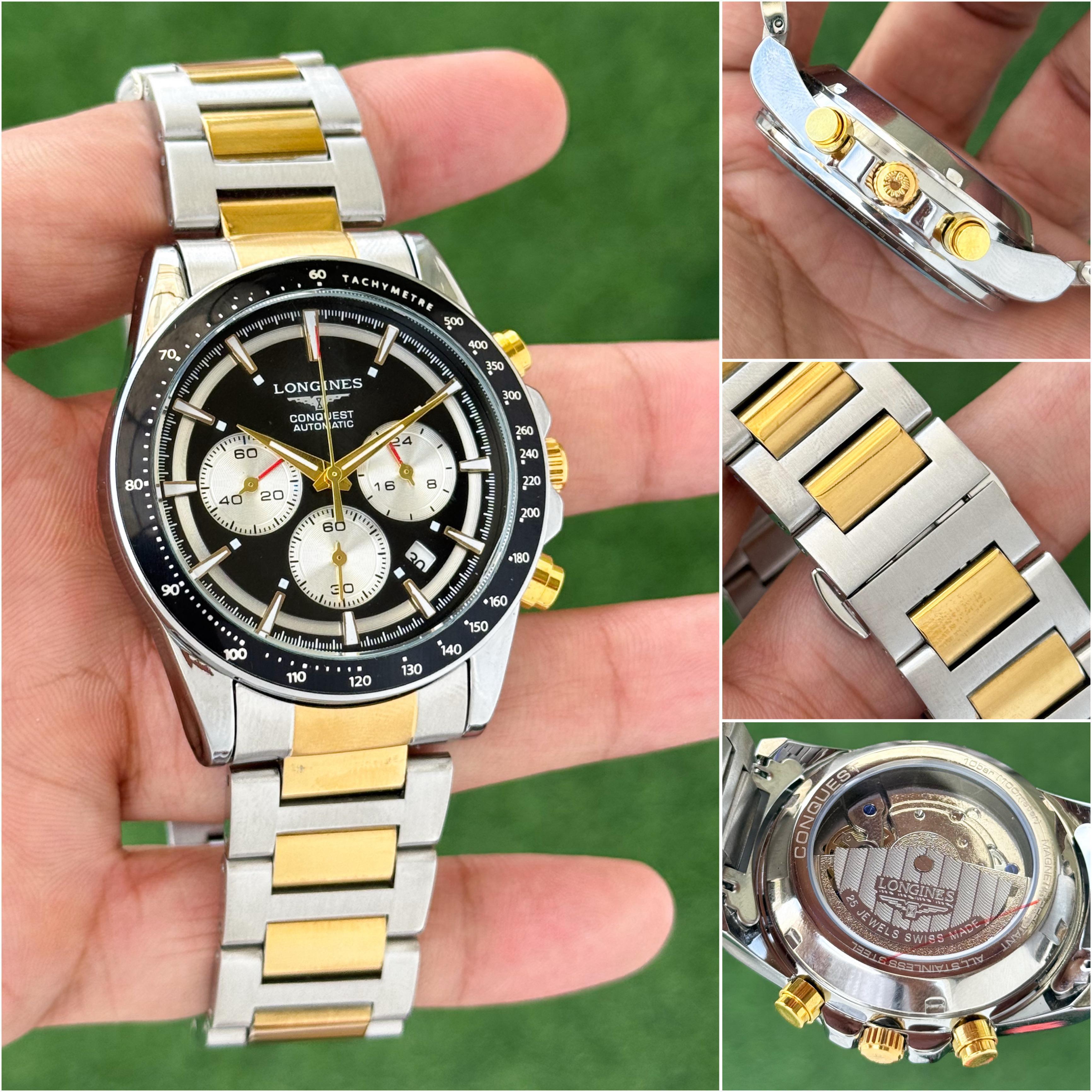Longiness Quartz Chronograph Black Dial Men's Watch