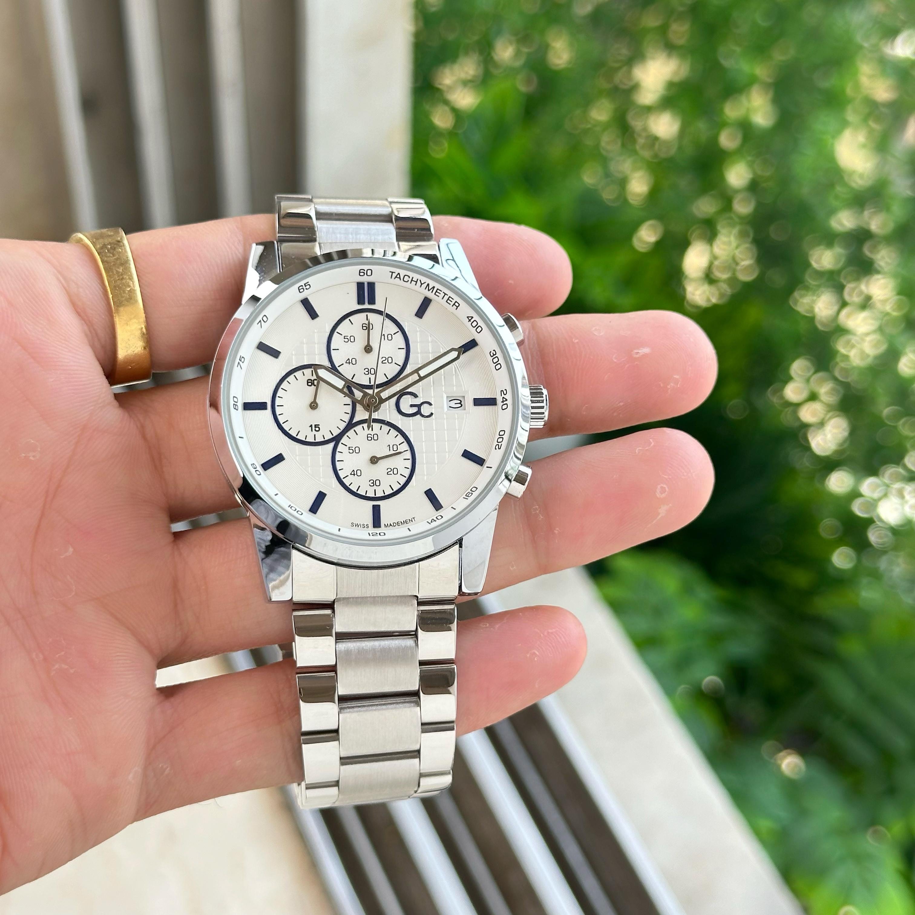 Guess Chronograph Silver Strap Men's Watch