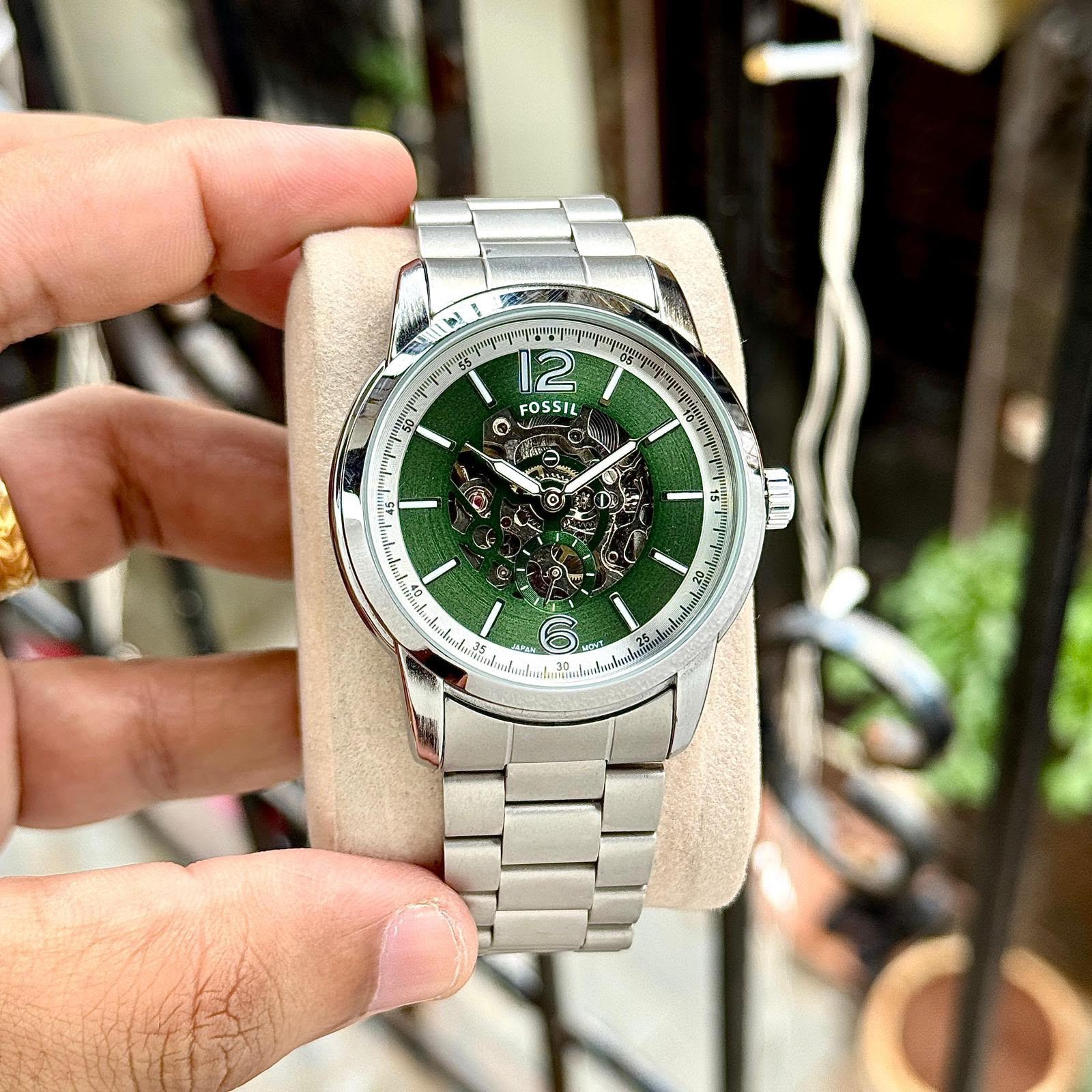Fossil Silver Metal Strap Automatic Watch For Men's