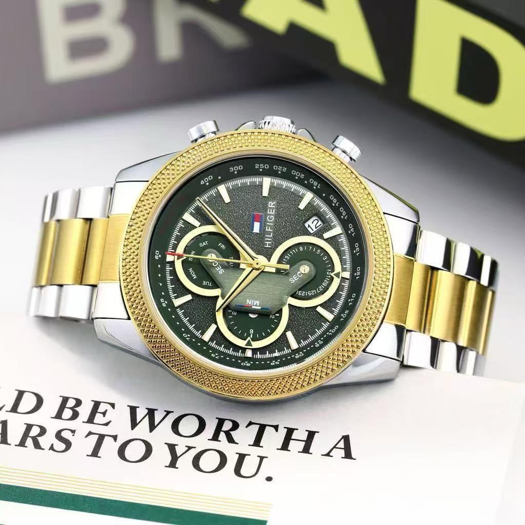 Tommy Hilfiger Men's Luxury Green Dial Gold & Silver Bracelet Watch