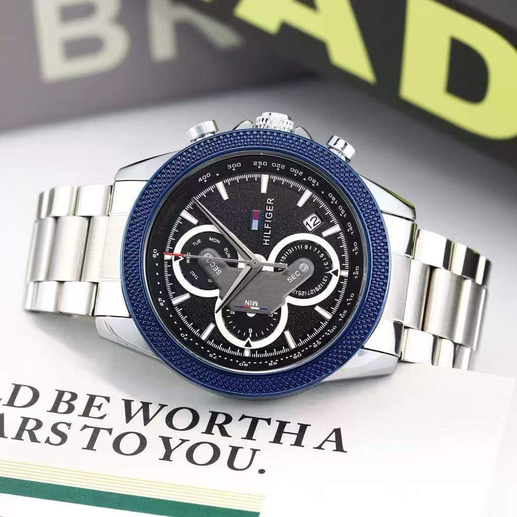 Tommy Hilfiger Men's Blue Bezel Stainless Steel Multi-Function Watch