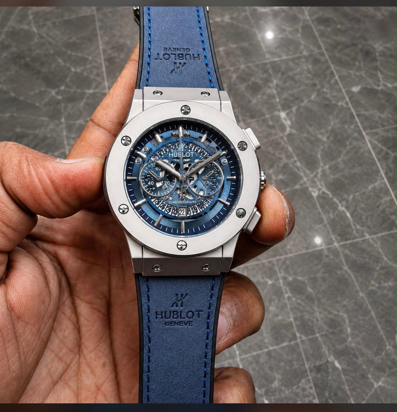 Hublot Big Ban Classic Blue Leather Men's Watch