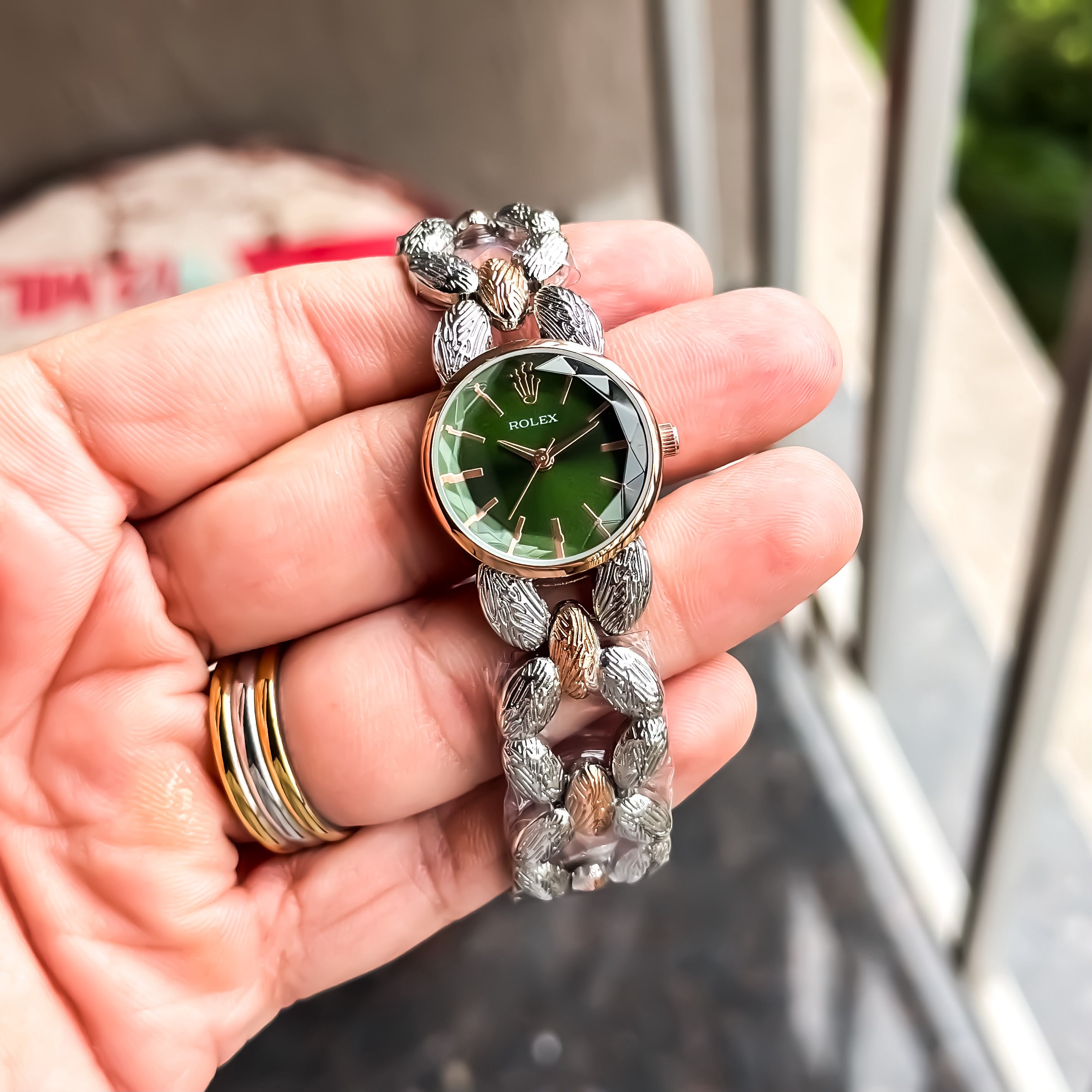 Rolex Ladies Rose Green Dial Women's Watch