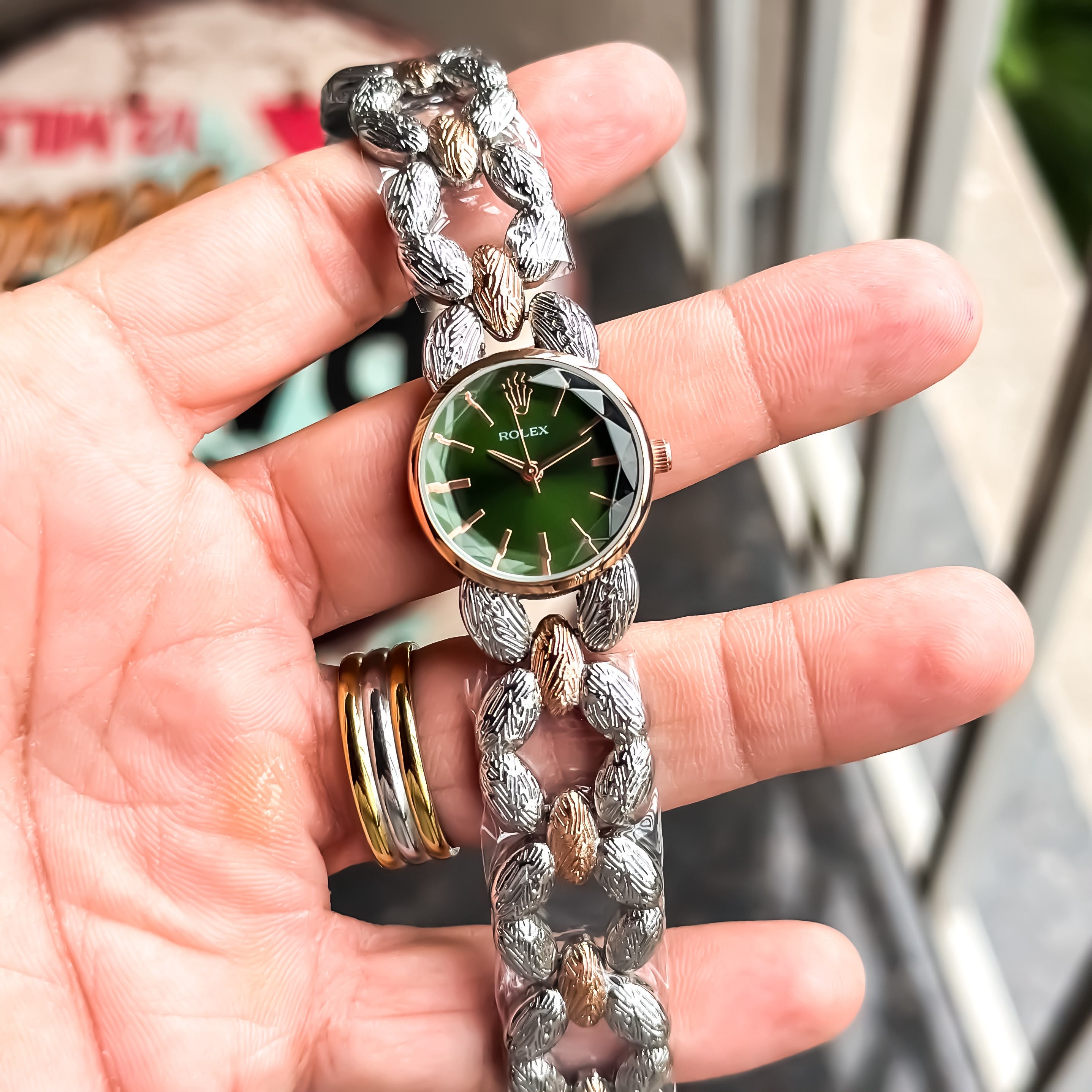 Rolex Ladies Rose Green Dial Women's Watch