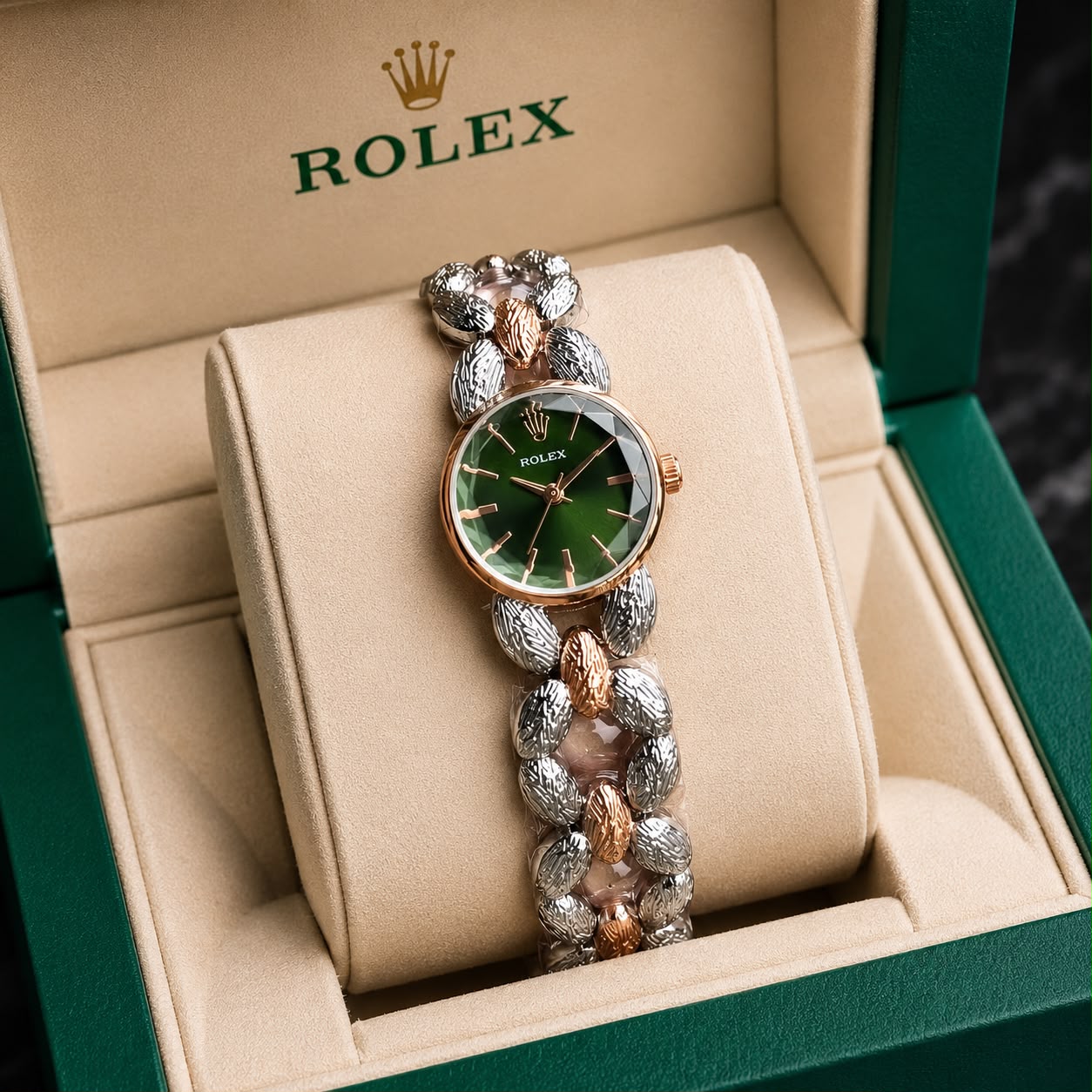 Rolex Ladies Rose Green Dial Women's Watch