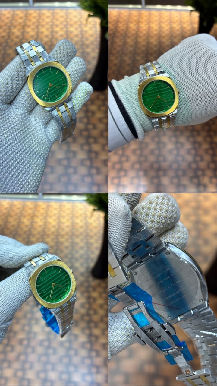 Gucci Slim Green Dial Two-Tone Silver & Gold Men's Watch