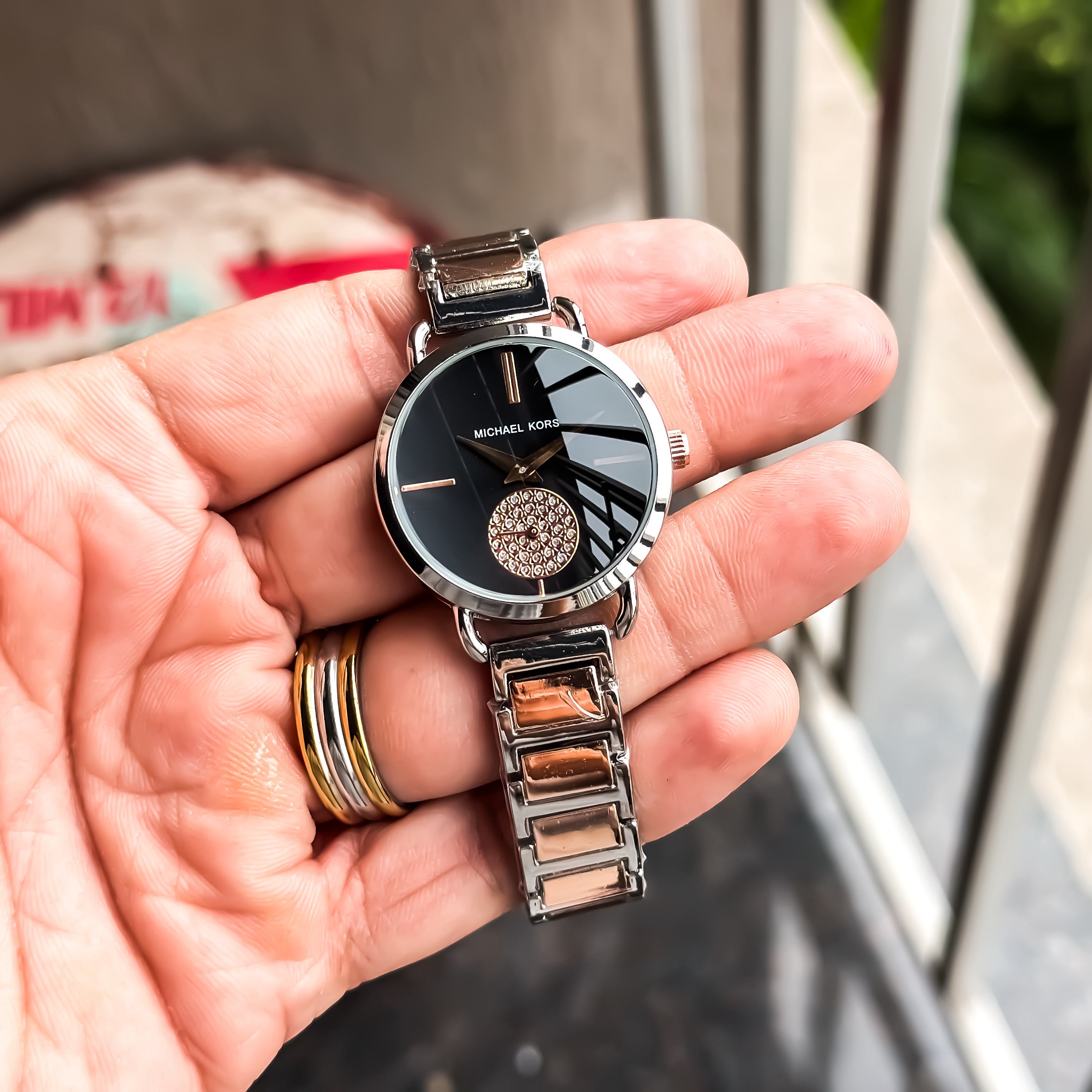 Michael Kors Rose Gold Black Dial Men's Watch